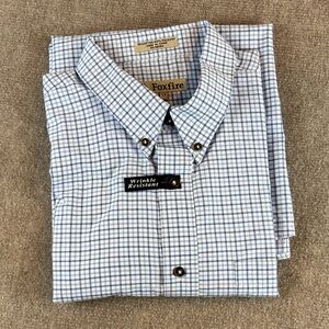 Foxfire Men's Wrinkle Resistant Button Down Short Sleeve Checkered Shirt LT NWT